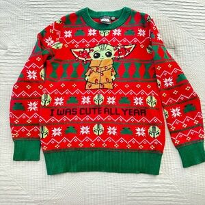 Star Wars Red & Green Grogu Holiday Sweater